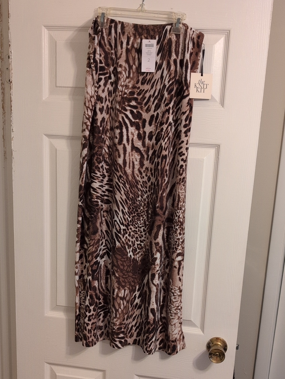 Chico's Brown and Cream Animal Print Maxi Skirt